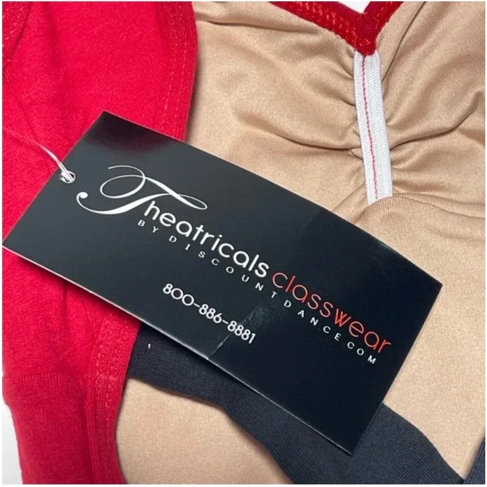 CL Theatricals‎ Red Black Cross Back Tank Leotard Youth LC New